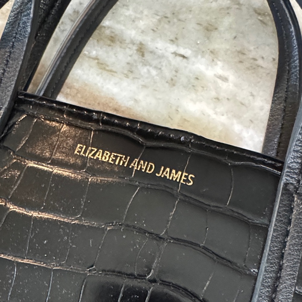 Elizabeth and James Black Croc-Embossed Tote with Detachable Strap - Picture 2 of 5
